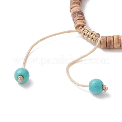 Braccialetto di perline intrecciate in turchese sintetico tinto e disco di cocco da donna&nbsp;BJEW-JB09353
