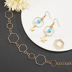 60個3スタイル304ステンレススチールリンクリング  六角  ミックスカラー  13.5~22x12~20x1mm  20個/スタイル&nbsp;STAS-UN0031-82