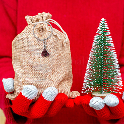 Брелки в тибетском стиле с рождественской елкой из сплава и драгоценных камней&nbsp;KEYC-AB00078