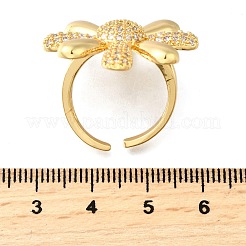 Латунные микропаве кубические цирконии регулируемые открытые манжеты кольца для женщин&nbsp;RJEW-K292-02G