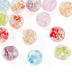 14 шт. 7-х цветные бусины ручной работы из фольги в технике лэмпворк&nbsp;FOIL-TA0001-07