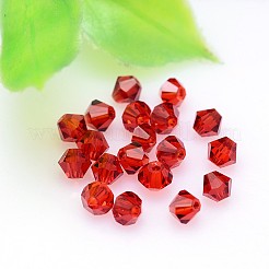 カット加工模造オーストリアクリスタルビーズ連売り  グレードAAA  双円錐形  レッド  3x3mm  穴：0.7~0.9mm  約1440個/袋&nbsp;G-M180-3mm-05B