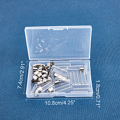 手作り吹きガラスペンダント  真鍮製エンドキャップ付き（取り外し可能）  コラム  透明  32x7mm  穴：1.5mm  30セット /箱&nbsp;GLAA-CA0001-05