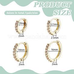 8 шт. 4 стиля серьги-кольца из латуни с прозрачным кубическим цирконием&nbsp;EJEW-DR0001-02G