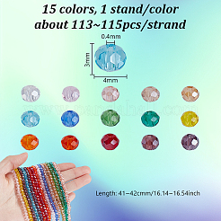 15 нить 15 цвета гальванические стеклянные бусины нити EGLA-PH0001-77A