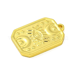 304ステンレスペンダント  目と月のチャームが付いた八角形の長方形  18KGP本金メッキ  24.5x16x2.5mm  穴：1.6mm&nbsp;STAS-Z085-16G