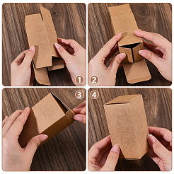 折りたたみクラフト紙の郵便受け  長方形  淡い茶色  5x5x10cm&nbsp;CON-WH0100-63A