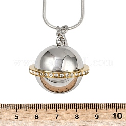 304 нержавеющая сталь микропаве прозрачный кубический цирконий планета кулон урна для пепла домашних животных ожерелья&nbsp;NJEW-S455-11PG