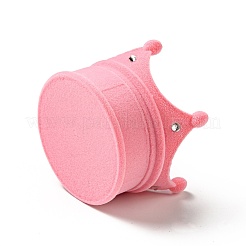 Флокированные пластиковые коробочки для колец с короной&nbsp;LS-CON-B008-01D