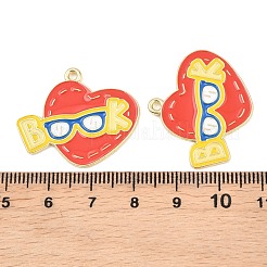 合金エナメルチャーム  ハートチャーム  ゴールドカラー  カラフル  25x29x1mm  穴：1.8mm&nbsp;ENAM-L055-01J-02