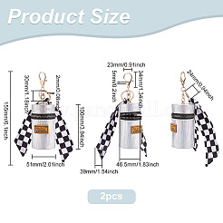 シルクスカーフキーホルダー  ブラッシュド ミニ ポータブル リップスティック ストレージ バッグ PVC キーチェーン  女性の女の子のために  銀  15.5cm&nbsp;KEYC-WH0029-58