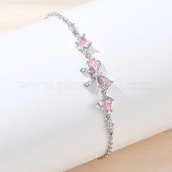 Латунь микро проложить кубического циркония браслеты ссылку&nbsp;BJEW-Z122-01P