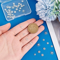 48個、4つのスタイル、925つのスターリングシルバービーズキャップ  マルチ花弁  花  銀  5~8x1.2~2mm  穴：0.7~1.2mm  12個/スタイル&nbsp;STER-PH0002-35