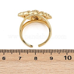 Манжеты из латуни с микро паве кубический цирконий для женщин RJEW-L132-03G-03