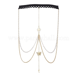 Латунные прозрачные кубические цирконии многослойные солнечные бабочки кисточки цепи на бедра и ноги AJEW-AN00638
