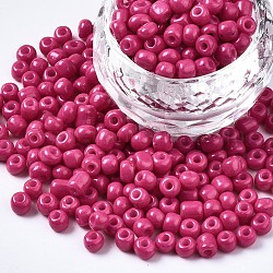 6/0 Glass Seed Beads, Baking Paint, Round Hole, Round, Camellia, 4~5x3~5mm, Hole: 1.2~1.5mm, about 4500pcs/Pound