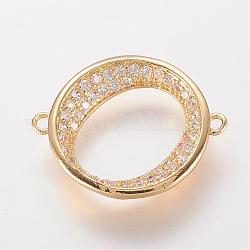 Brass Micro Pave Cubic Zirconia Links, Ring, Golden, 20.5x17x3mm, Hole: 1mm