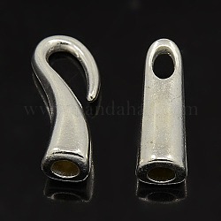 Alloy Hook and Eye Clasps, Cadmium Free & Lead Free, Silver Color Plated, 46x8x8mm, Hole: 4mm