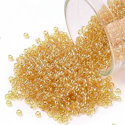 Toho perles de rocaille rondes, Perles de rocaille japonais, (162) transparent ab ambre clair, 15/0, 1.5mm, Trou: 0.7mm, environ 3000 pcs/10 g
