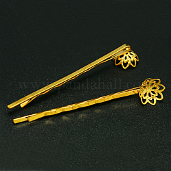 Accessori di forcina di ferro, con vassoio di fiore in ottone, oro, 58mm