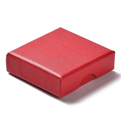 Cajas de joyería de cartón, con la esponja en el interior, cuadrado, rojo, 5.05~5.1x5.1x1.67 cm
