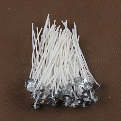 Dochte mit vorgewachstem Baumwollkern, mit Haltelaschen aus Metall, für die Herstellung von DIY-Kerzen, weiß, 9 cm