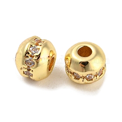 Perline zirconi micro pave  in ottone, placcato di lunga durata, piombo & cadimo libero, rondelle, oro, 4x3.5mm, Foro: 1.4 mm