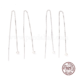 925 серебряная нить с родиевым покрытием, длинная цепочка с кисточками и висячими серьгами-гвоздиками для женщин, платина, 100 мм, штифты : 0.7 мм