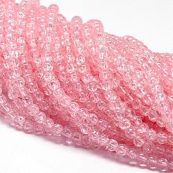 Chapelets de perles en quartz craquelé synthétique, ronde, teinte, rose, 8mm, Trou: 1mm, Environ 50 pcs/chapelet, 15.75 pouce