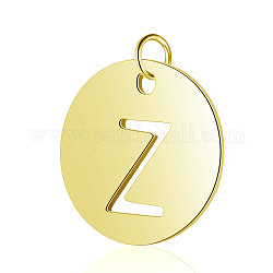 304 Edelstahl Anhänger / charms, flach rund mit Brief, golden, letter.z, 12x1 mm, Bohrung: 2.5 mm