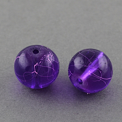 Chapelets de perles en verre transparent drawbench, peint à la bombe, ronde, violet, 6mm, Trou: 1.3~1.6mm, 31.4 pouce