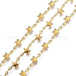Cadenas de 304 acero inoxidable, soldada, cadenas de enlace de estrella, con carrete, dorado, 12x6x1mm, aproximadamente 32.8 pie (10 m) / rollo