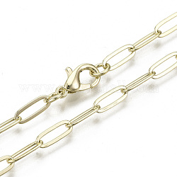Cadenas de clip de latón, Elaboración de collar de cadenas de cable alargadas dibujadas, con cierre de langosta, la luz de oro, 18.11 pulgada (46 cm) de largo, link: 9.6x3.6 mm, anillo de salto: 5x1 mm