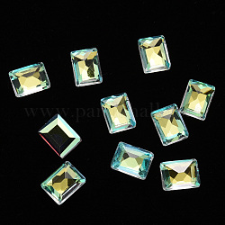 Прямоугольные прозрачные стеклянные кабошоны, ногтей декоративные аксессуары, граненые, золотые, 8x6x3.5 мм