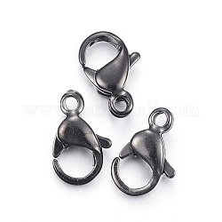 304 Stainless Steel Lobster Claw Clasps, Parrot Trigger Clasps, Electrophoresis Black, 11x7x3mm, Hole: 1.5mm