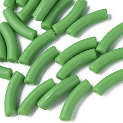 Perles acryliques opaques, tube incurvé, lime green, 32x10x8mm, Trou: 1.8mm