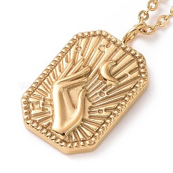Ionenplattierung (IP) 304 Edelstahl-Rechteck mit Handanhänger-Halskette für Frauen, golden, 17.83 Zoll (45.3 cm)
