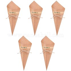 PandaHall Elite 50pcs Folding Kraft Paper Cones Flower Holder Bouquet Candy Chocolate Bags Boxes with Hemp Ropes Label Stickers Tape DIY Wedding Table Decor Party Gift Box