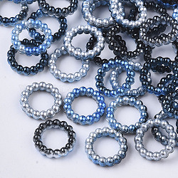 Anillos de unión de perlas de imitación de plástico abs, Gradiente de arco iris sirena perla, anillo redondo, azul medianoche, 10x3mm, diámetro interior: 6 mm, aproximamente 1000 unidades / bolsa
