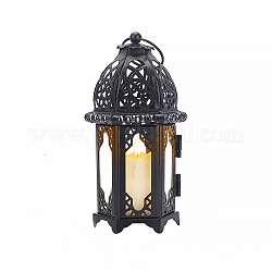 Hanging Lantern, Iron Candle Holder for Indoor Outdoor Events Parities and Weddings, Black, 8.25x16cm