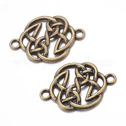 Tibetan Style Alloy Links connectors, Flat Round Knot, Cadmium Free & Nickel Free & Lead Free, Antique Bronze, 29x20x2mm, Hole: 2mm, about 530pcs/1000g