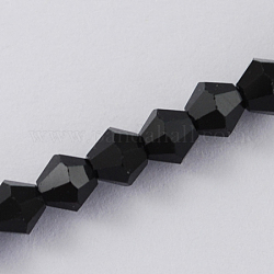 Cristallo austriaco imitazione 5301 bicone perline, sfaccettate perle di vetro fili, nero, 2x3mm, Foro: 0.5 mm, circa 160~180pcs/filo, 16.54 pollice ~ 17.32 pollici (42~44 cm)