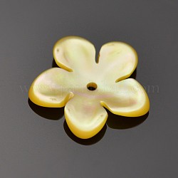Natural Dyed Shell Beads, Flower, Gold, 11x1mm, Hole: 1mm