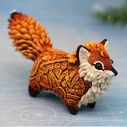 Resin Totem Fox Figurines, for Home Desktop Decoration, Chocolate, 35x70x35mm