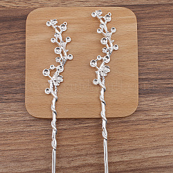 Haarstäbchen aus Blumenlegierung, runde Perlenfassungen, Silber, 178 mm, Passend für 3 mm und 5 mm Perlen