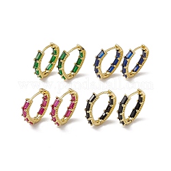Прямоугольные серьги-кольца с кубическим цирконием и бисером, серьги-капли из латуни с покрытием из 18-каратного золота для женщин, без кадмия, без никеля и без свинца, разноцветные, 17x16.5x3.5 мм, штифты : 0.8 мм