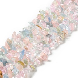 Chapelets de perles en morganite naturelle, Grade a, puce, 5.5~13x4~6x3~6mm, Trou: 1mm, 15.35 pouce (39 cm)