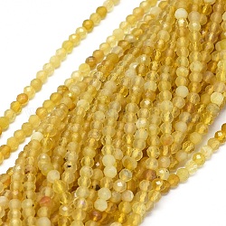 Giallo naturale perline opale fili, sfaccettato, tondo, 2mm, Foro: 0.5 mm, circa 190pcs/filo, 15.5 pollice (39.5 cm)