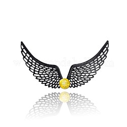 Spray Painted Wing Alloy Chandelier Components, with Glass Rhinestone, Citrine, 53x94x8mm, Hole: 1mm