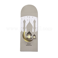Sobres de papel, rectángulo con la palabra eid mubarak, gris oscuro, 220x80x0.5mm, utilizable: 180x80 mm, 6 unidades / bolsa